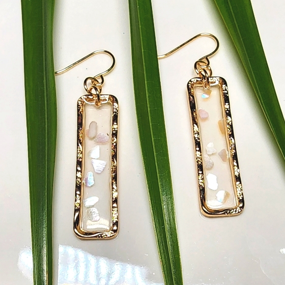 Gold, White, Clear & Opalescence Dangle Earrings Anthropologie  NWT - Picture 5 of 5